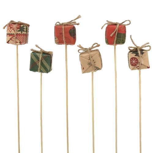 Floristik24 Flower pin gift red green beige natural 3.5cm 12 pcs