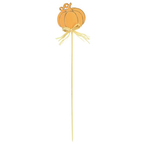 Product Flower stick wooden pumpkin decoration orange natural 6.5x7cm 12 pcs
