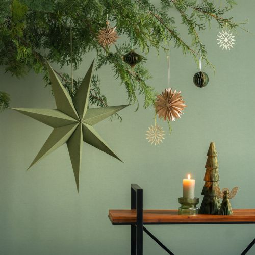 Floristik24 Star decoration Christmas star paper jute green 60x15cm