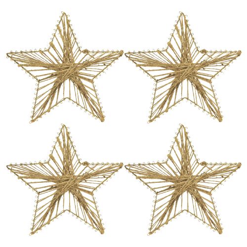 Product Star wrapped with jute Christmas decoration rustic 20cm 4pcs