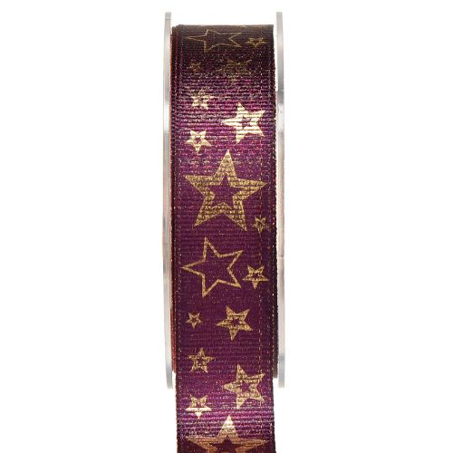 Star Ribbon Christmas Ribbon Purple Gold Glamour W25mm L15m