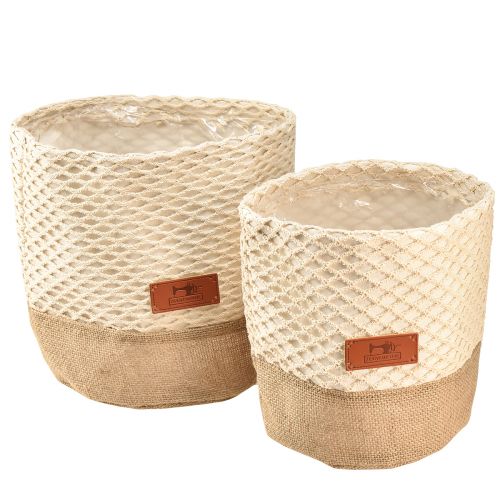 Floristik24 Fabric basket Utensilo planter natural cream Ø16cm Ø19cm