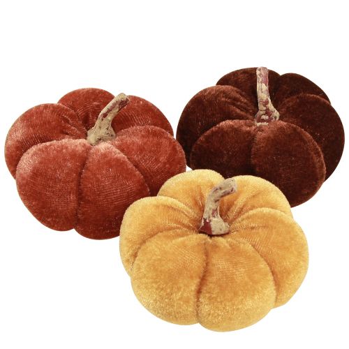 Product Fabric Pumpkins Pumpkin Decoration Yellow Brown Velvety Ø7cm 9 pcs
