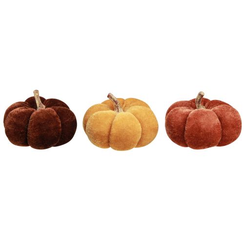Product Fabric Pumpkins Pumpkin Decoration Yellow Brown Velvety Ø7cm 9 pcs