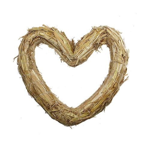 Straw mat heart 22x24cm