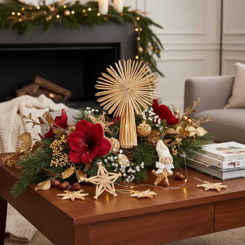 Natural Straw Christmas Decorations Set - 35 Figures and Stars | Floristik24.co.uk