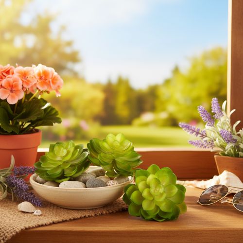 Artificial Green Succulent Set for Bowls or Vases, 10cm, 4 Pieces | Floristik24.co.uk