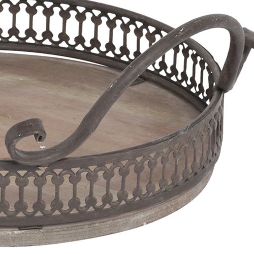 Product Tray with handles round tray antique brown Ø26/33cm set of 2