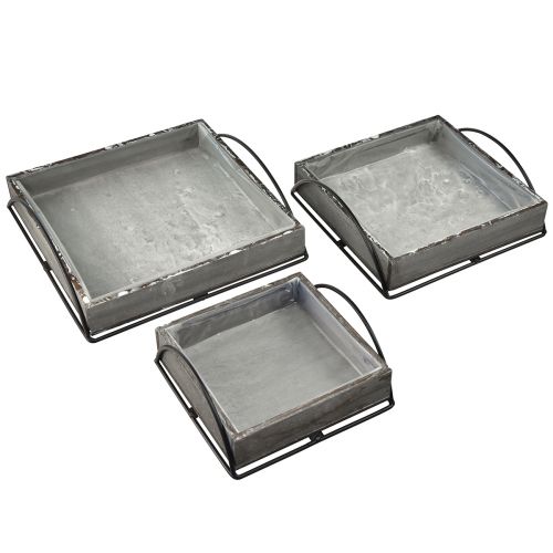 Product Versatile set of wooden trays in grey – Various sizes – Stylish storage and serving solution – Set of 3