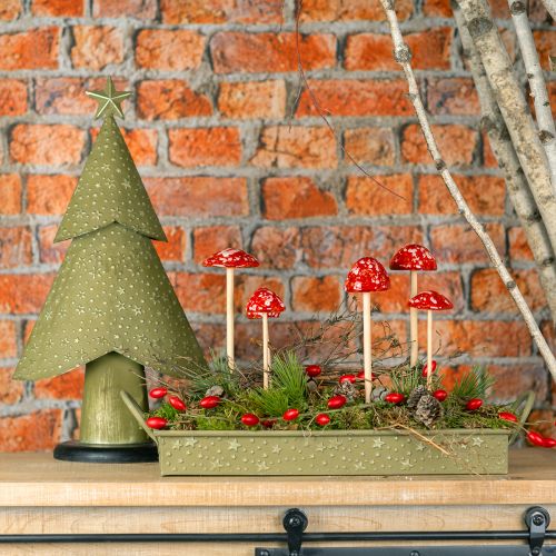 Christmas tree metal wood stars silver green H46,5cm