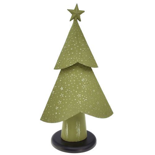 Product Christmas tree metal wood stars silver green H46,5cm