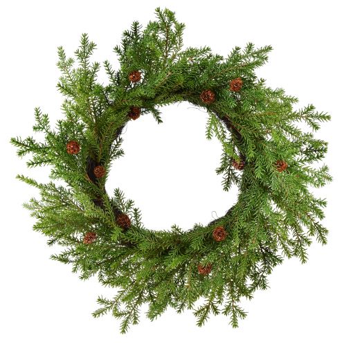 Product Artificial fir wreath with cones green brown Ø49cm