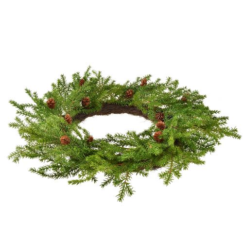 Product Artificial fir wreath with cones green brown Ø49cm