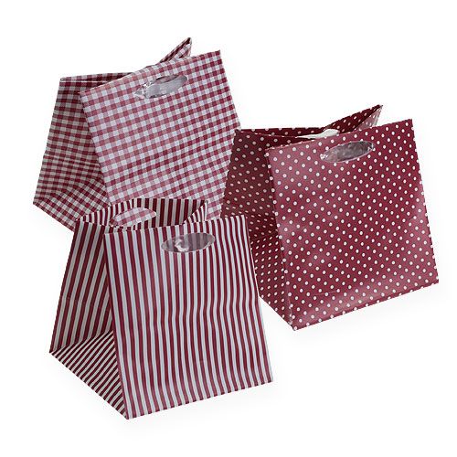 Floristik24 Bag plastic Bordeaux sort. 12cm x 12cm 12pcs