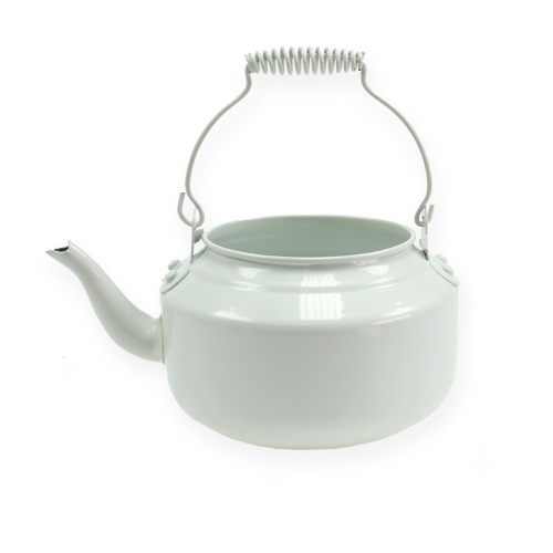 Product Decorative Teapot Metal White Planter Kettle Ø12cm H10cm