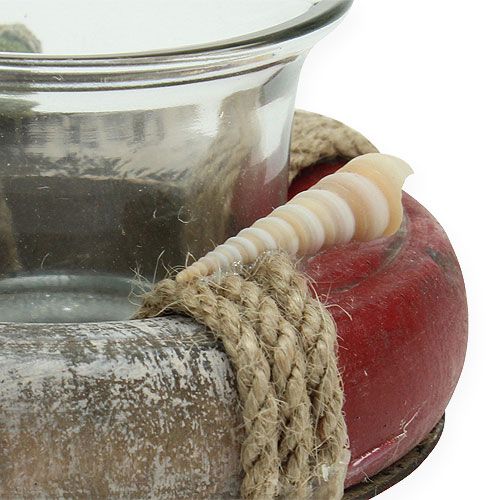 Floristik24 Tealight holder lifebuoy white, red Ø8,5cm