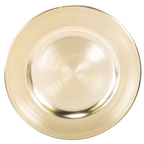 Small Round Decorative Plate Gold Metal 17cm Set of 6