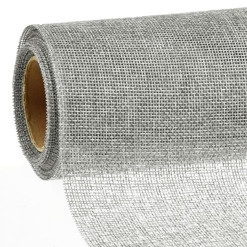 Floristik24 Table runner grey with jute, decorative fabric 29×450cm - Elegant table runner for your festive table decoration