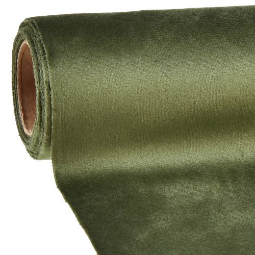 Floristik24 Velvet table runner dark green, 28×270cm - Elegant table runner decorative fabric for festive decoration
