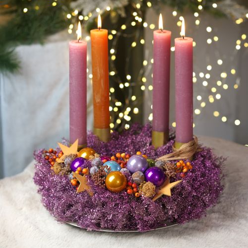 Product Dried Flowers Wreath Purple Metallic Wreath Lepidium Ø33cm