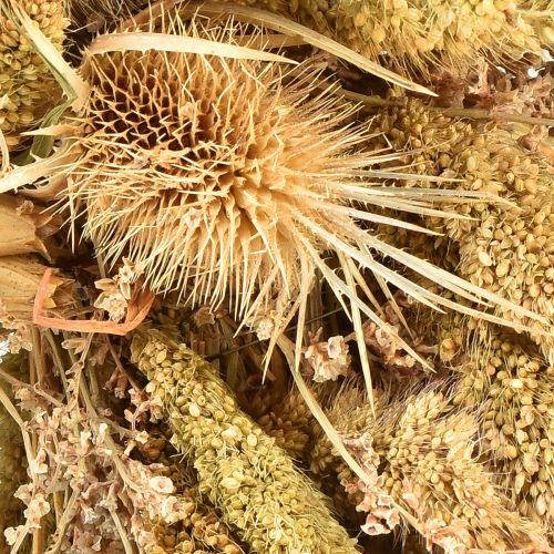 Product Dried wreath thistles millet yellow olive green Ø28cm