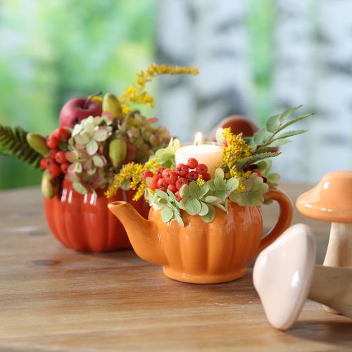 Floristik24 Planter ceramic pumpkin plant pot orange Ø9.5cm H6.5cm 4 pcs
