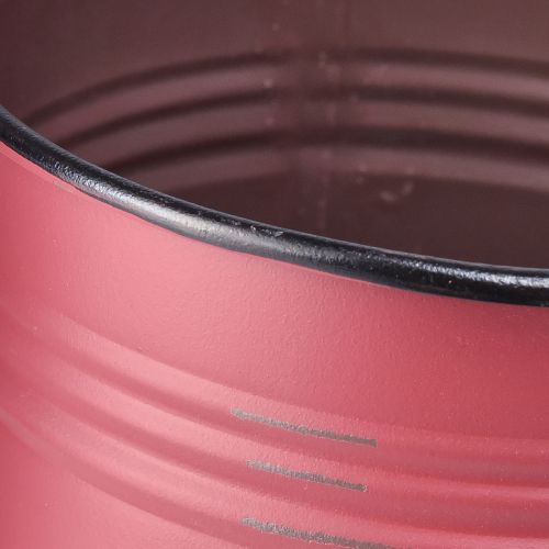 Product Planter Metal Tin Vintage Plant Pot Red Brown Ø12/9.5cm Set of 2
