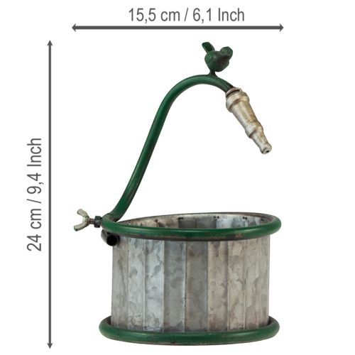 Product Metal planter, rain barrel, bird design, balcony decoration, Ø15.5cm