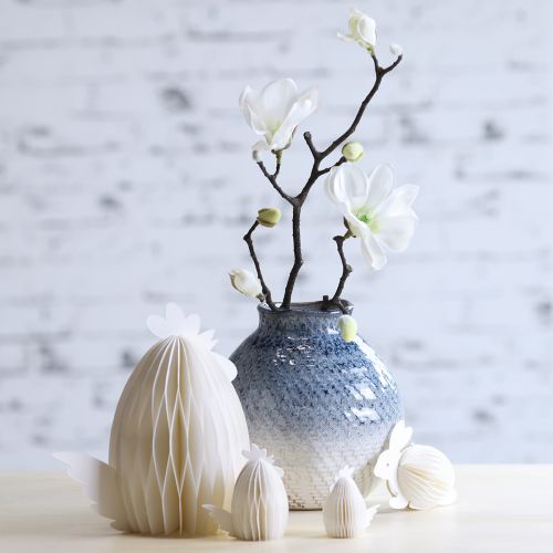 Floristik24 Ceramic vase glazed blue and white braided look H18.5cm