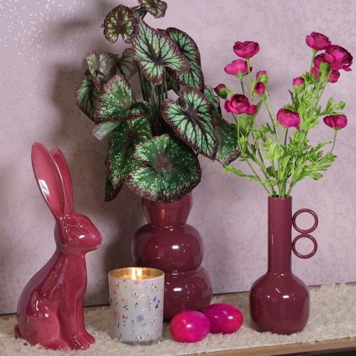 Product Modern, artistic vase with a long neck and round handles for stylish interiors, 24cm