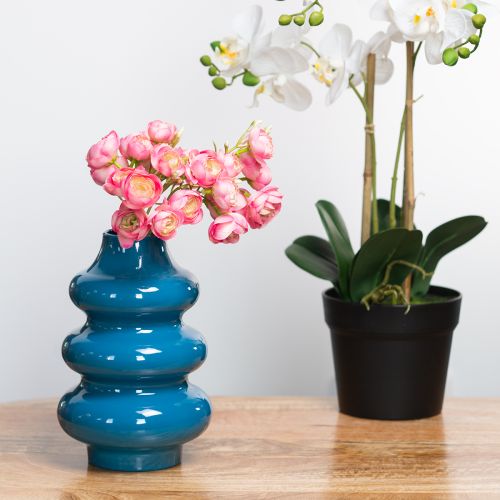 Product Vase, home accessory with a wave-shaped surface for a modern ambience, 23cm