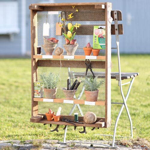 Product Vintage wooden box with wire mesh, country style, 75×50×14cm