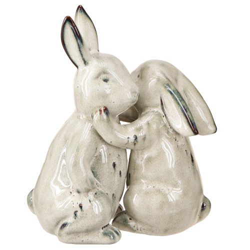 Floristik24 Hugging Bunnies Figurines Ceramic Easter Décor 22cm 2pcs