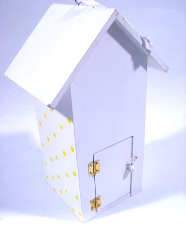 Product Birdhouse m. Flowers / dots 28cm white / light blue