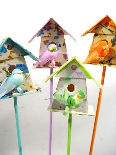 Floristik24 Birdhouse with bird on pick 3,5cm 12pcs