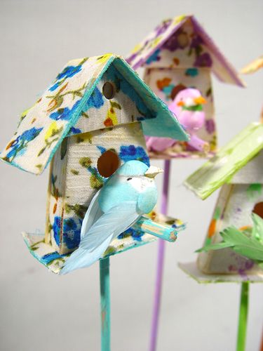 Floristik24 Birdhouse with bird on pick 3,5cm 12pcs