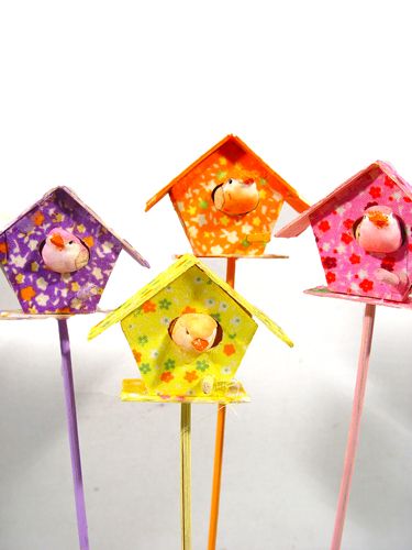 Floristik24 Birdhouse with bird pick 3cm 12pcs