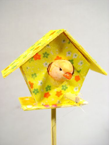 Floristik24 Birdhouse with bird pick 3cm 12pcs