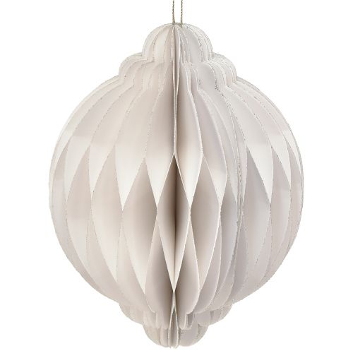 Floristik24 Honeycomb Christmas ball paper white FSC Ø15cm H20cm