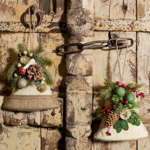 Product Wall decoration Christmas bell jute assorted H20cm 2pcs