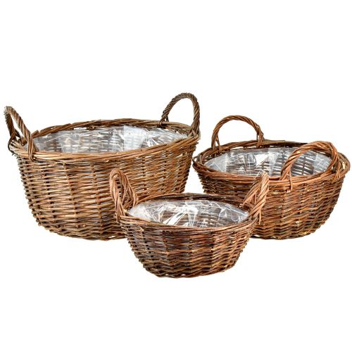 Rustic wicker basket set with carrying handles – 3 sizes (40cm, 33cm, 26cm) – Multifunctional for home and garden – Set of 3