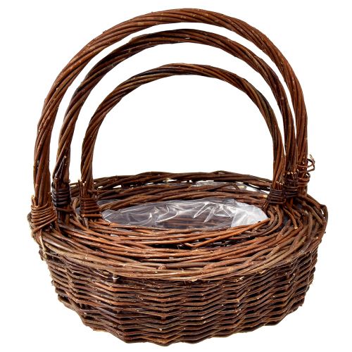 Product Rustic wicker basket set with handles – 3 sizes (36cm, 31cm, 26cm) – Versatile storage and decoration – Set of 3