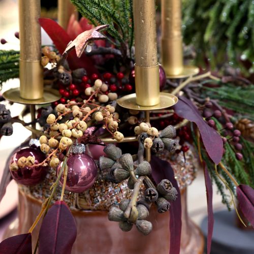 Glass Christmas baubles, mini berry beige pink, Ø3cm, 22 pieces | Floristik24.co.uk