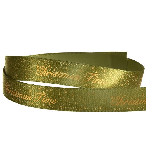 Product Christmas Ribbon Christmas Time Band Green Gold 15mm 20m