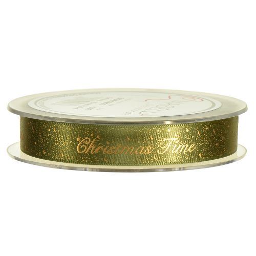 Product Christmas Ribbon Christmas Time Band Green Gold 15mm 20m