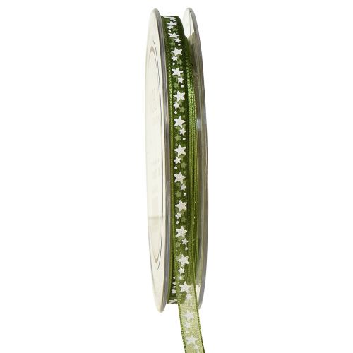 Christmas ribbon with stars green decorative ribbon organza 6mm 20m