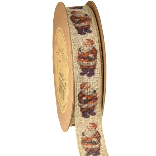 Floristik24 Christmas ribbon rustic ribbon Santa Claus 25mm 15m