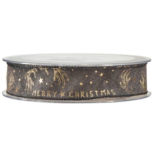 Product Christmas ribbon star antler decoration brown gold W25mm L15m