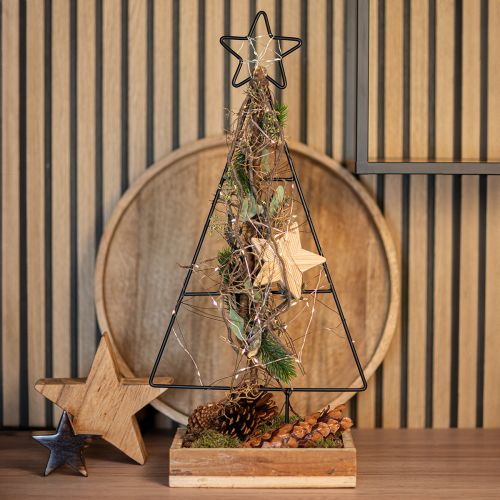 Floristik24 Metal Christmas tree with star and tray – 25x18x66 cm – Modern holiday decoration