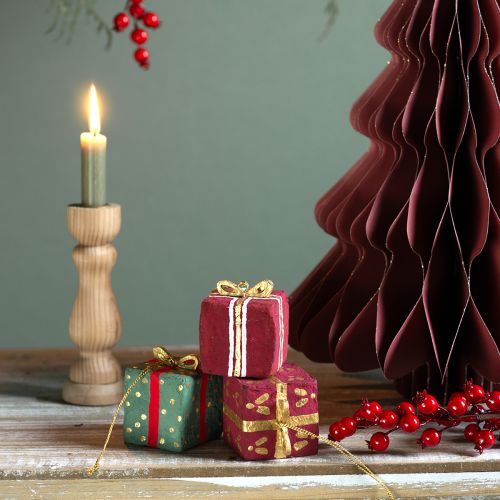 Product Christmas decoration for hanging gift papier-mâché 6cm 3pcs
